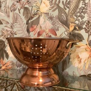 Vintage Copper Kitchen Pedestal Strainer Handles